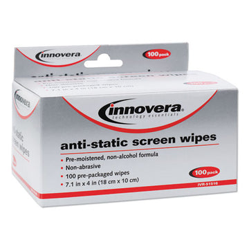 Innovera® Antistatic Screen Cleaning Wipes, Cloth, 7 1-4 X 4 3-4, White, 100-pack freeshipping - TVN Wholesale